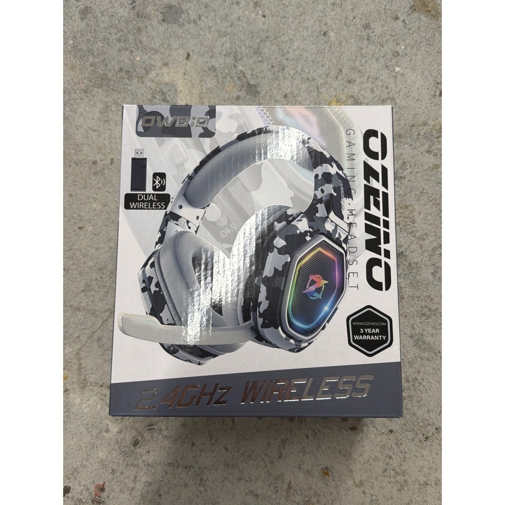 Ozeino OW810 Dual Wireless Gaming Headset Camo 2.4GHz Bluetooth PC PS5 Switch